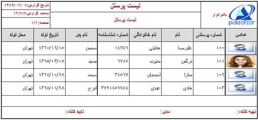 گزارش لیست پرسنل نرم افزار حقوق و دستمزد گزارش لیست پرسنل نرم افزار حقوق و دستمزد