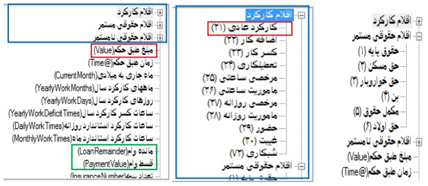 پارامترهای محاسبه حقوق