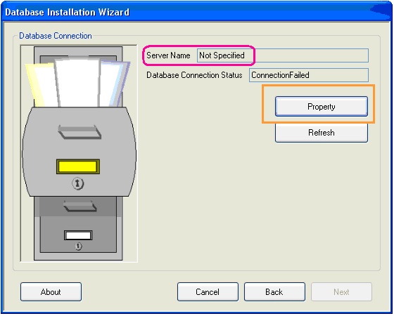 database installation wizard connection