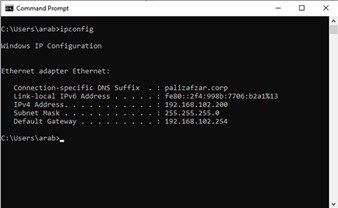 مشاهده آی پی کامپیوتر